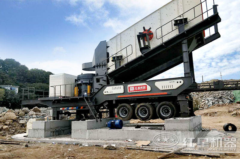 移動式石子破碎生產(chǎn)線，圓錐破+篩分