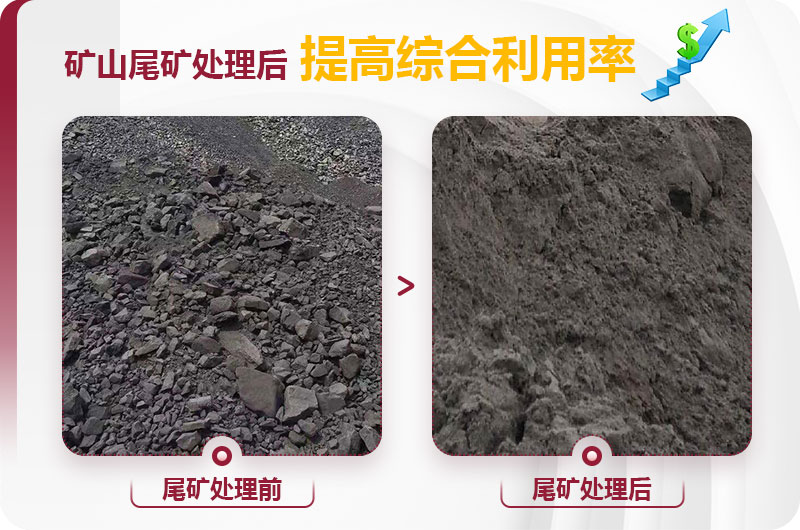 尾礦經制砂機處理前后圖