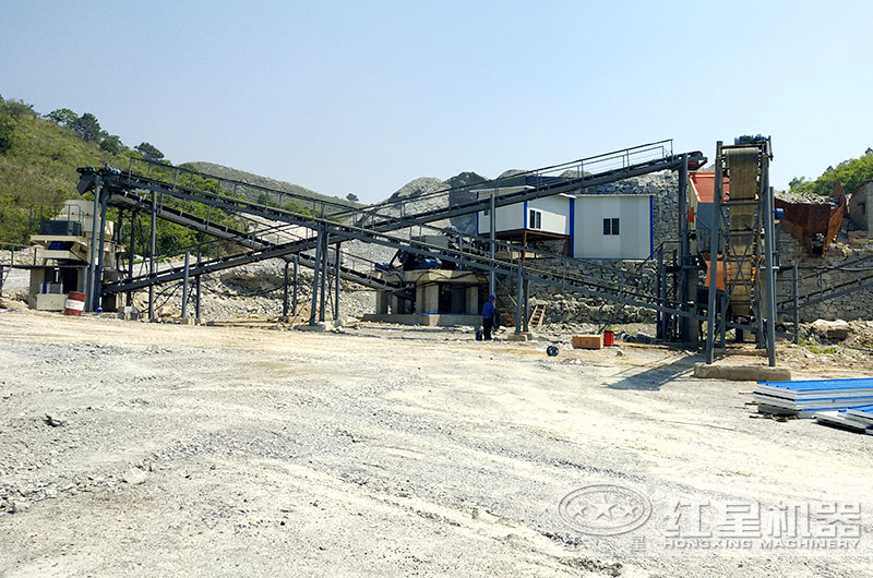 湖北廣水機(jī)制砂生產(chǎn)線(xiàn)全景圖，全套設(shè)備一覽無(wú)余